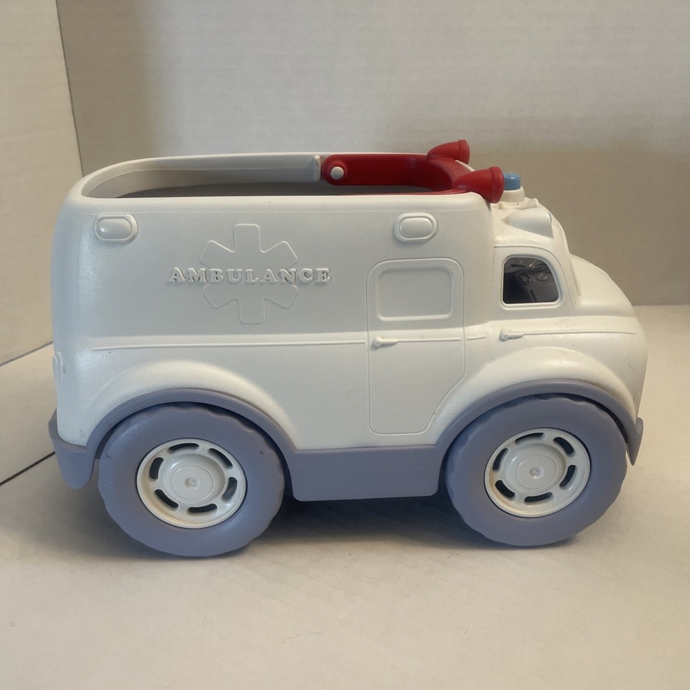 Green Toys Ambulance With Tilt Up Handle Rolls Great USA